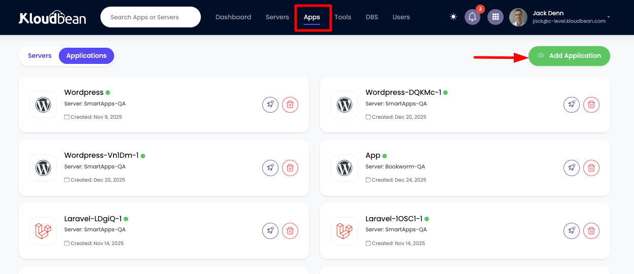 Adding App from Apps Step 1