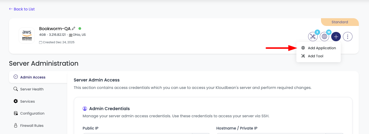 Adding App from Server Step 1