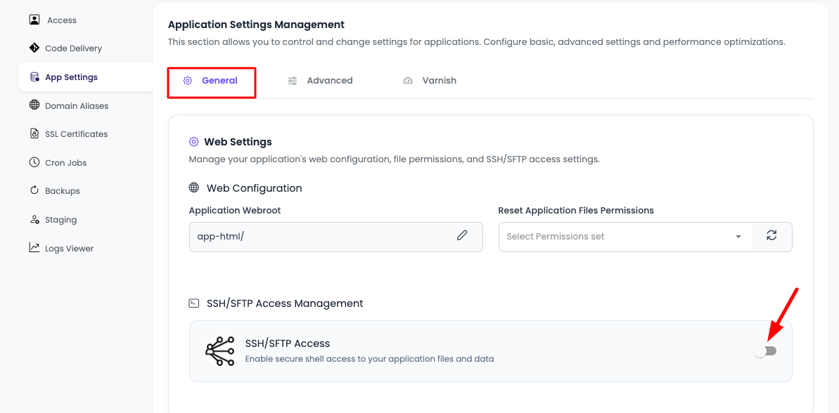 App SSH Access Step 1