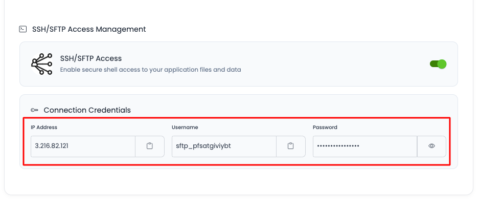 App SSH Access Step 2