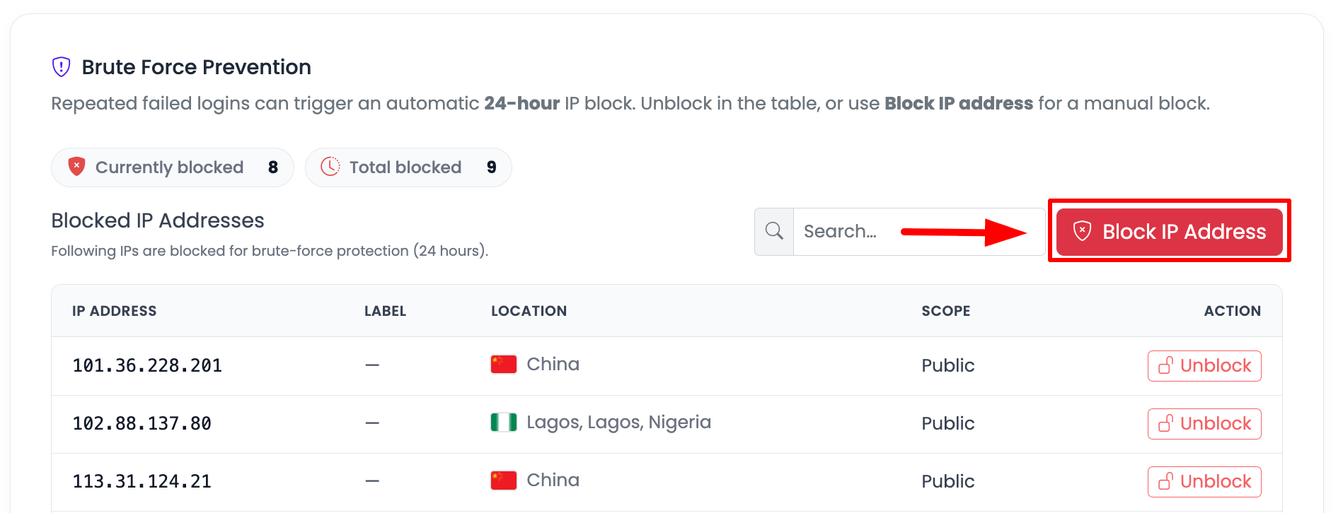 Block IP Address