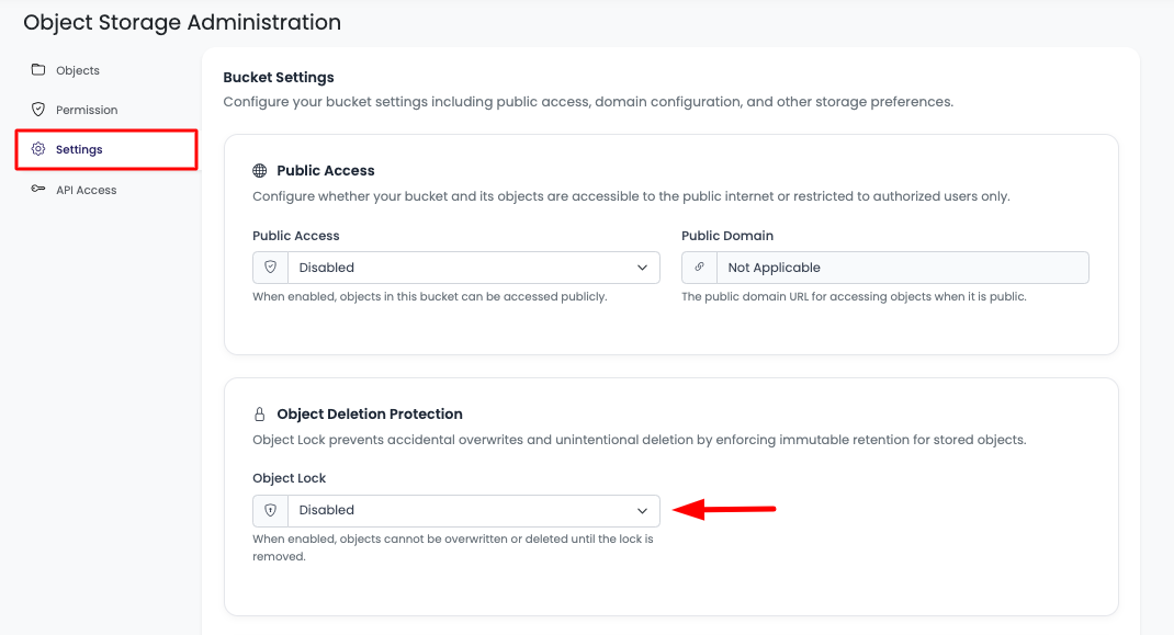 Bucket Object Lock Settings