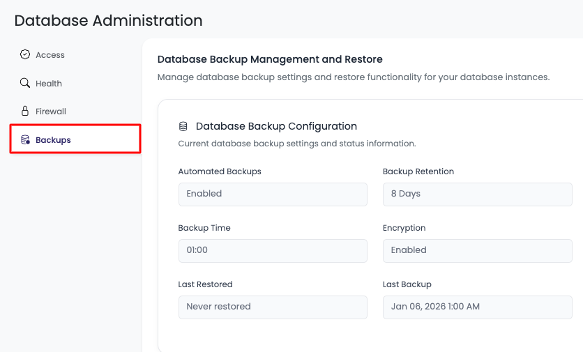 DB Backup Restore Step 1