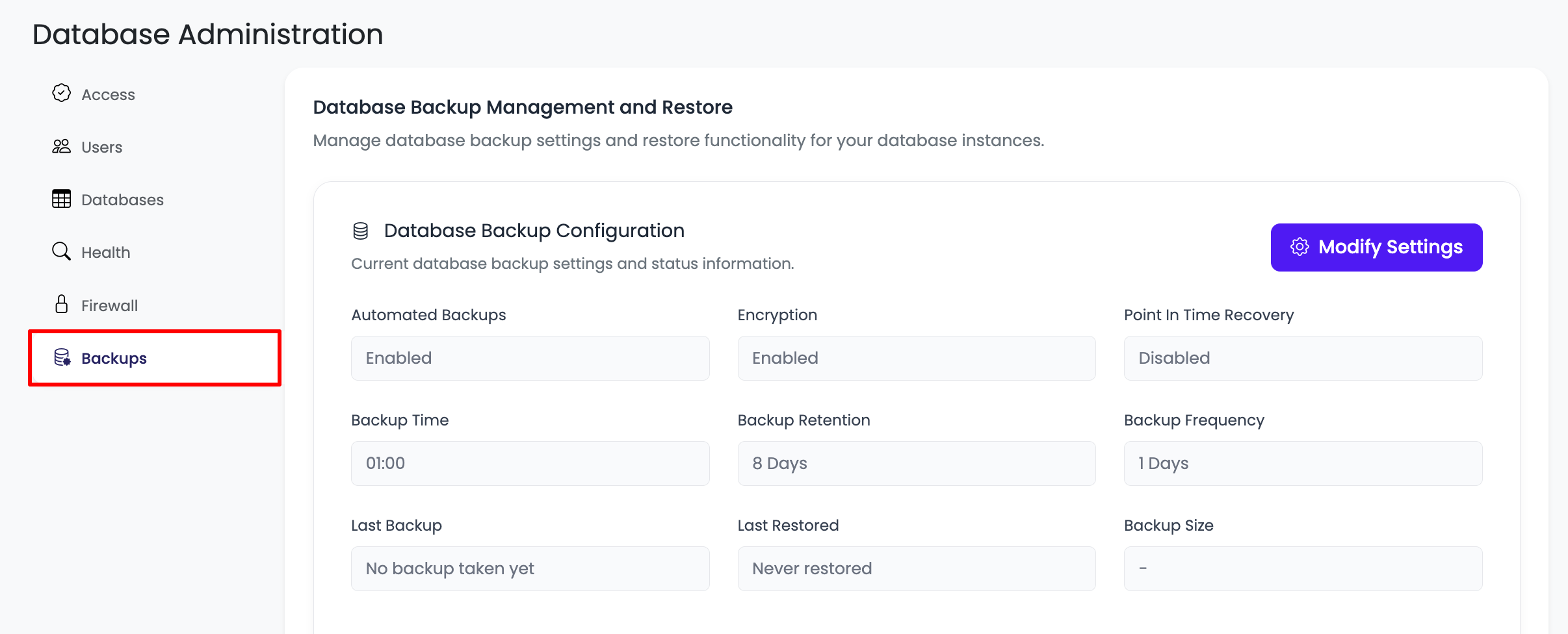 DB Backup Restore Step 1