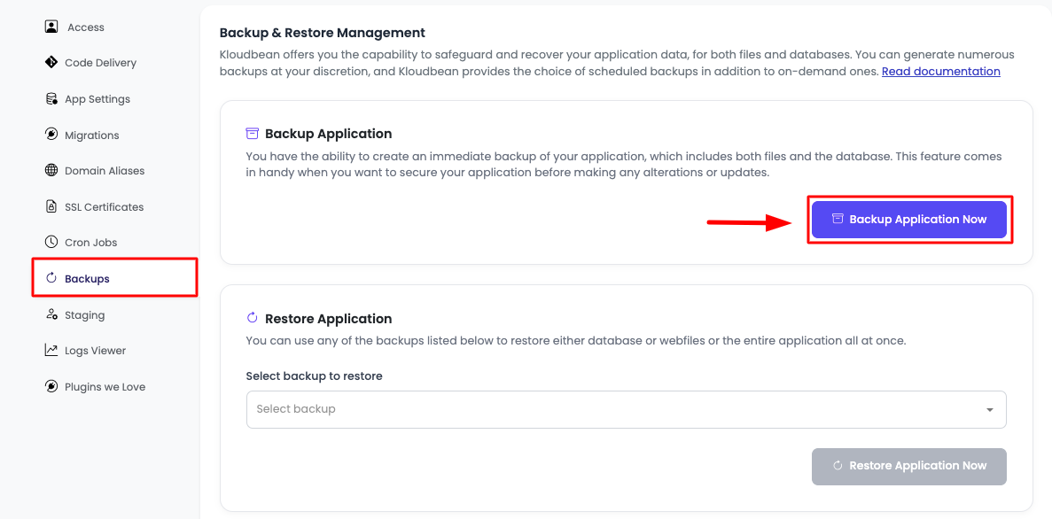 Download Backup Step 1