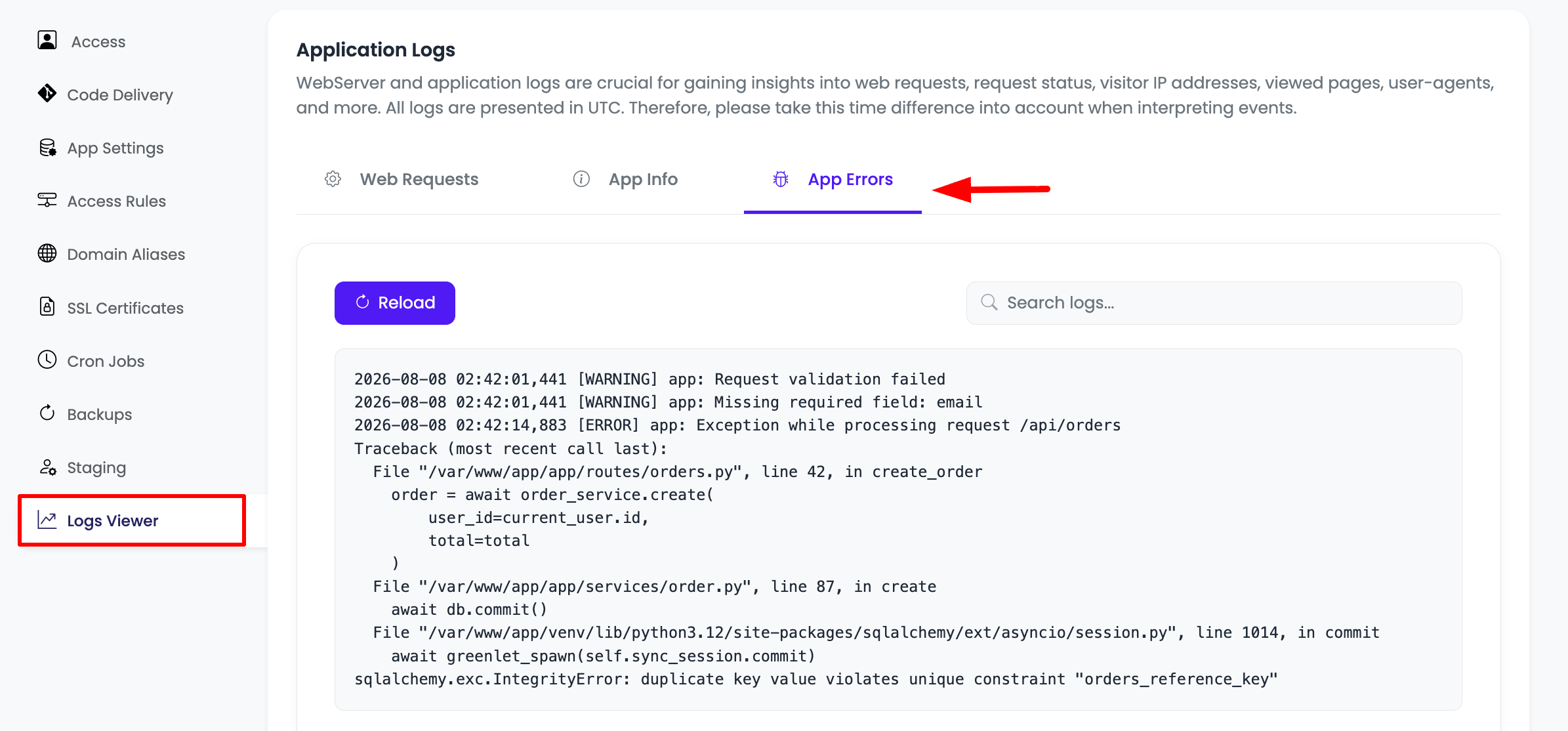 View FastAPI Application Logs