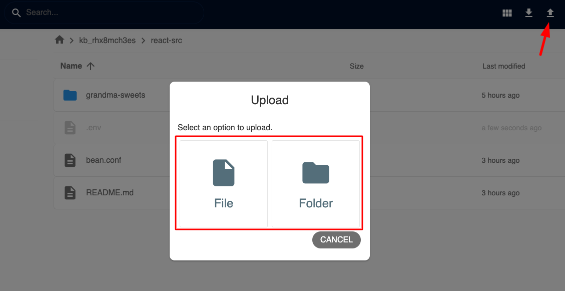 FileManager Upload Files