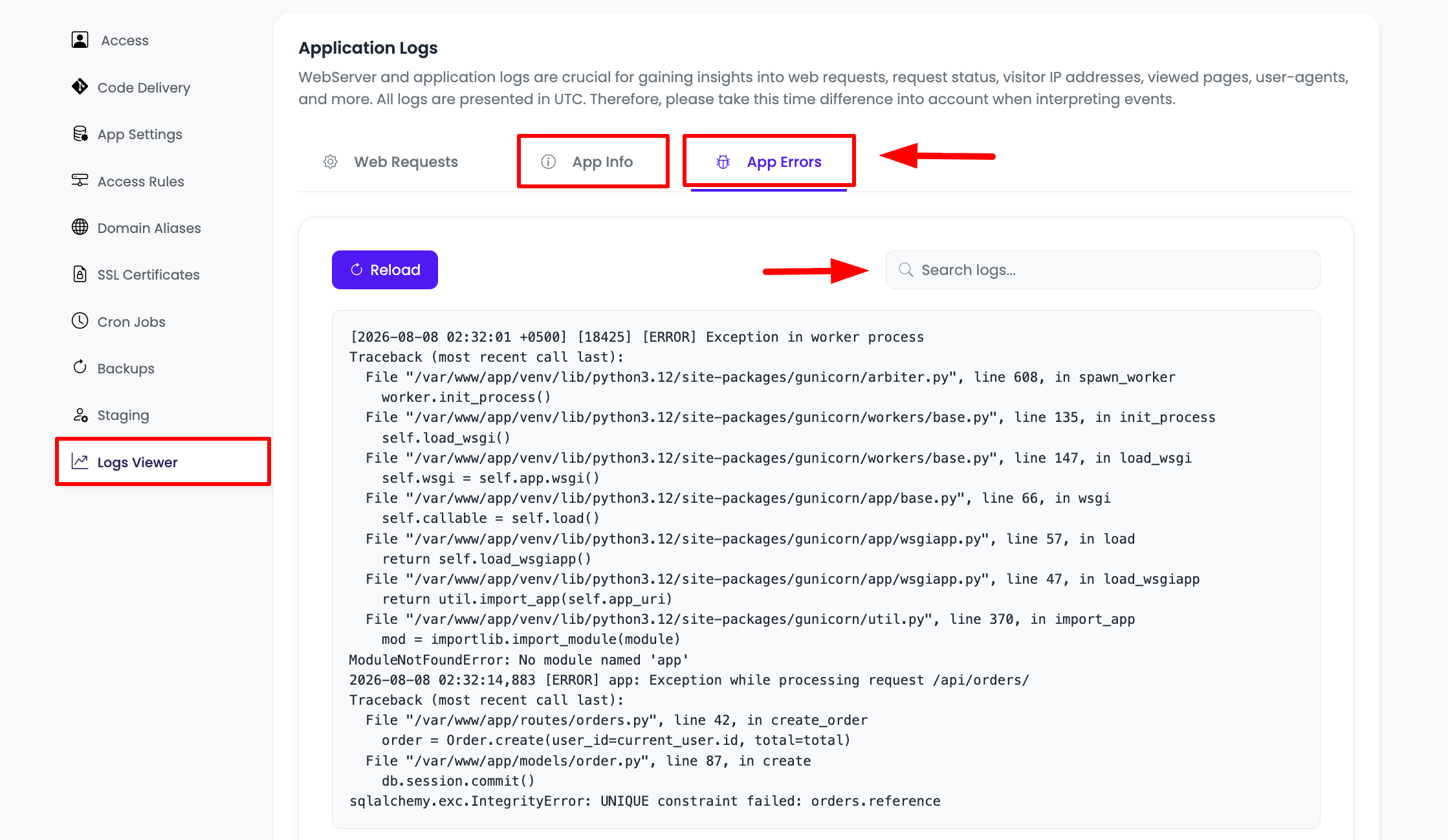 View Flask Application Logs
