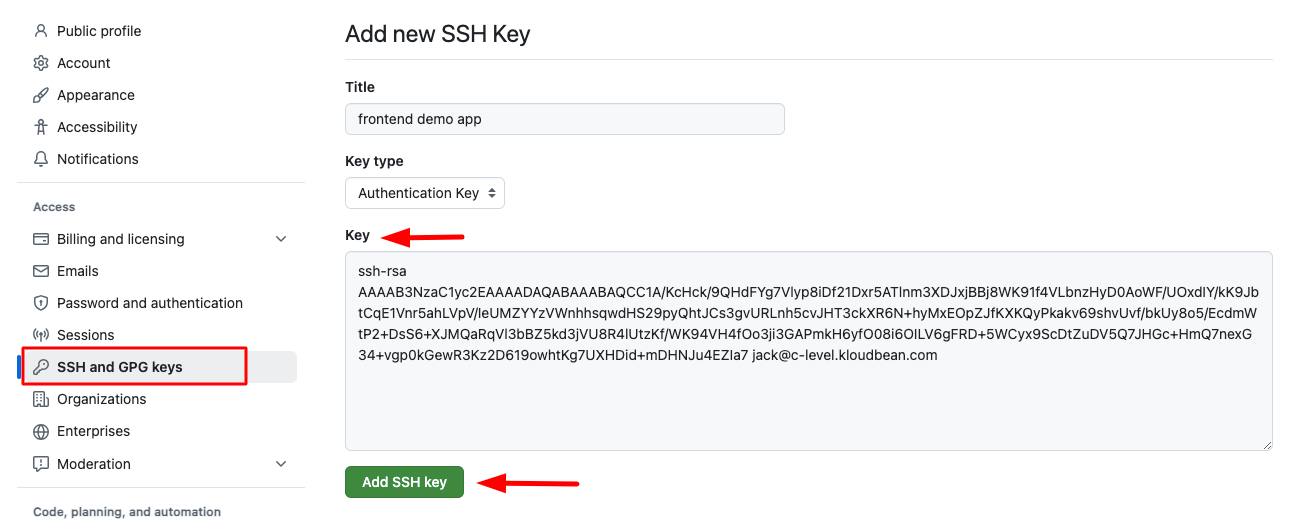 GitHub Deploy SSH Keys Step 2