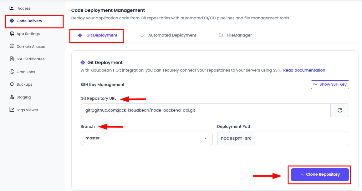 Node.js Single-Process Deploy Step 2