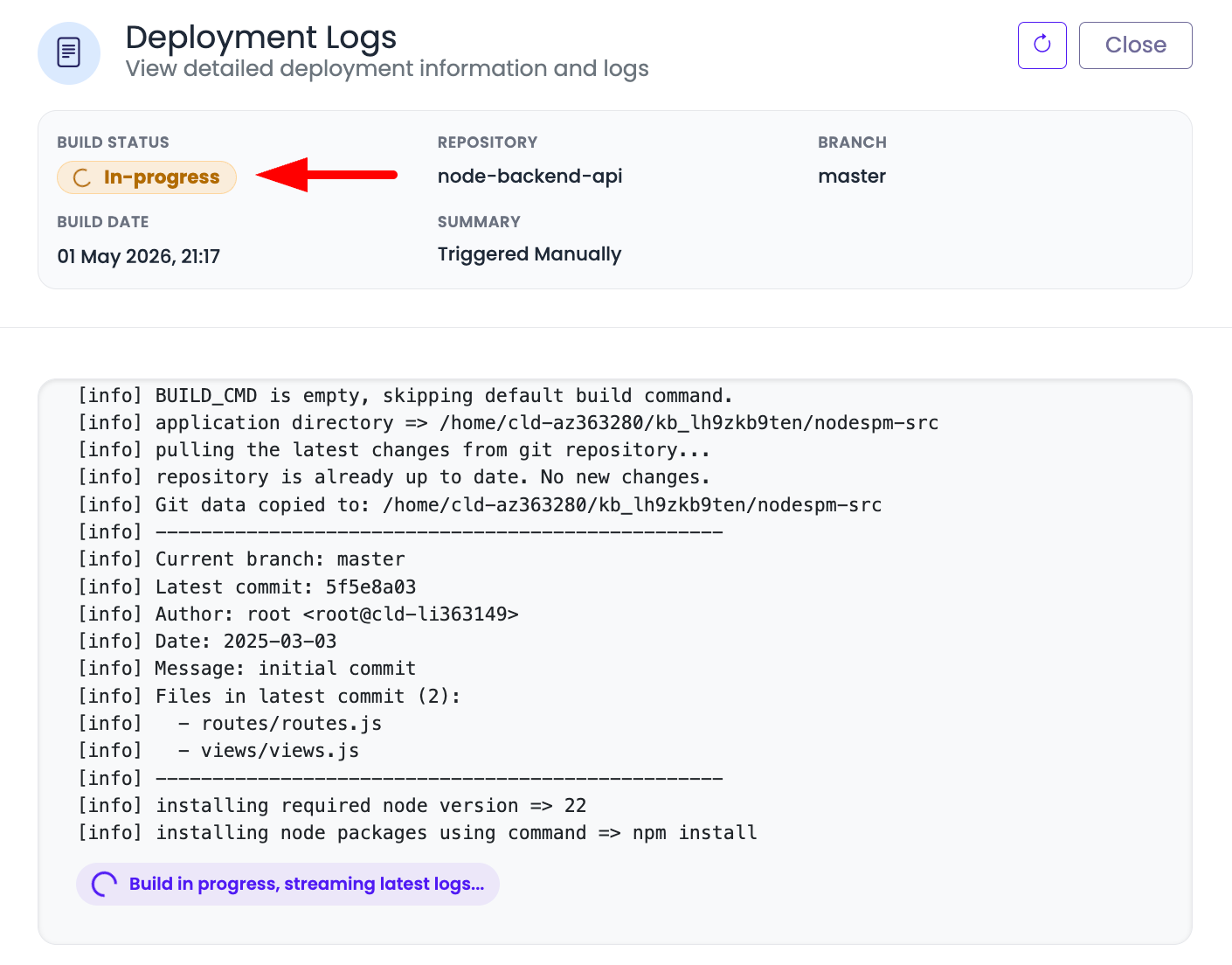 Node.js Single-Process Deploy Step 4