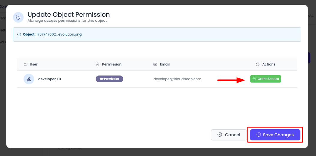Object Permissions Settings