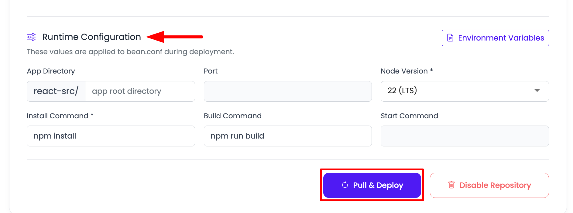 Node.js Single-Process Deploy Step 3