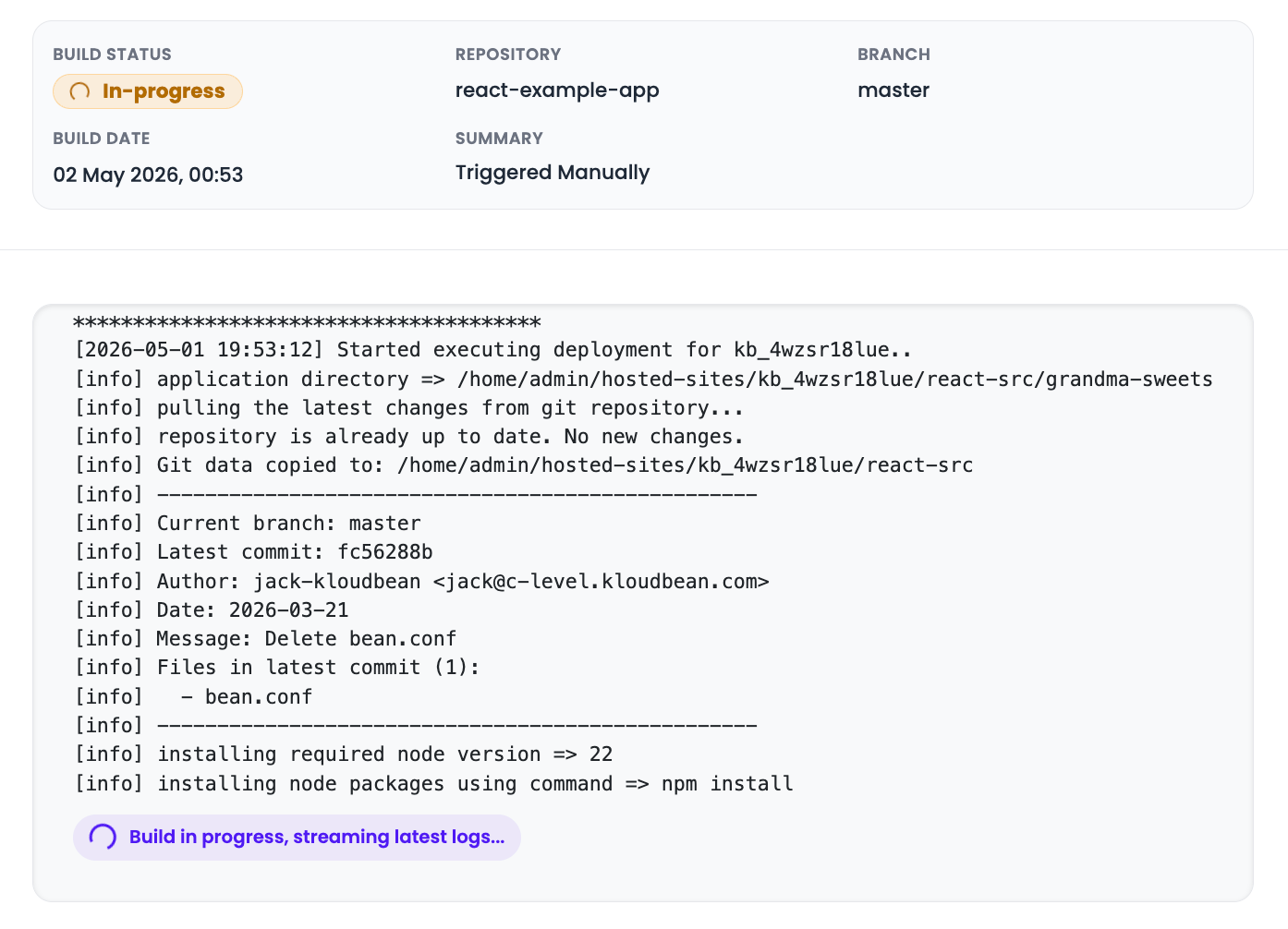React Logs Step 2