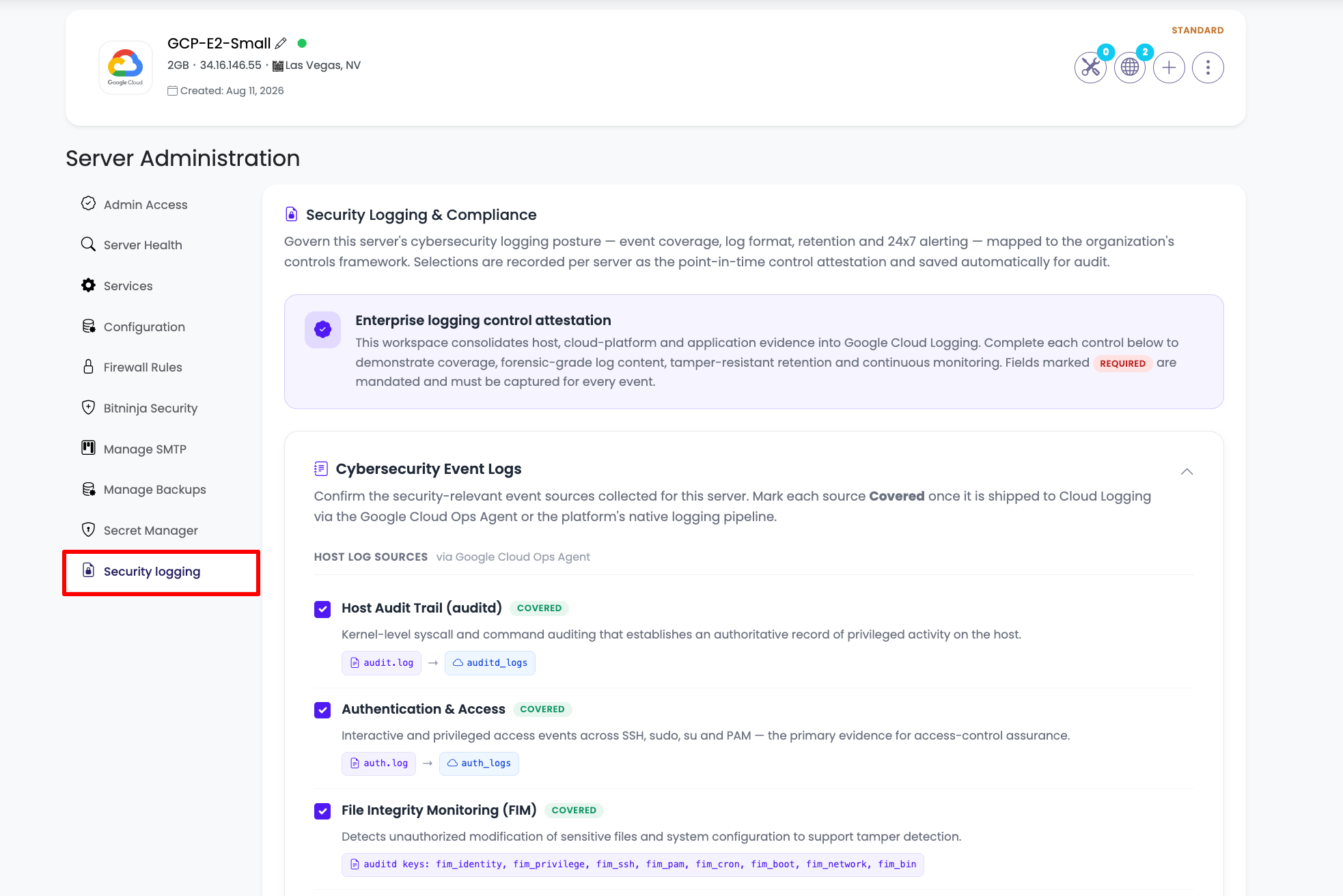 Security Logging & Compliance