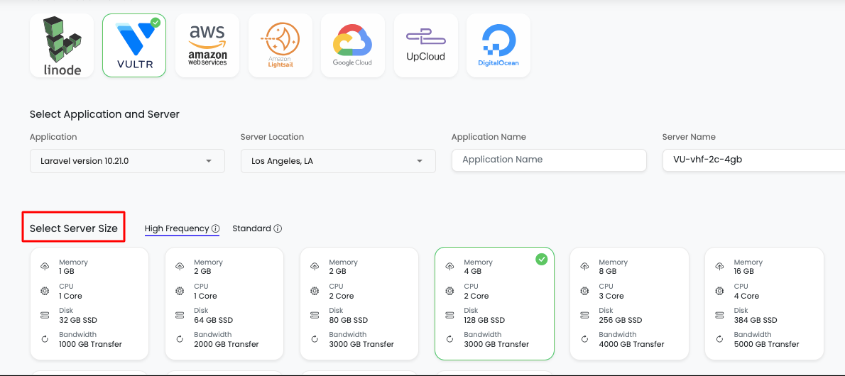 Selecting Server Size