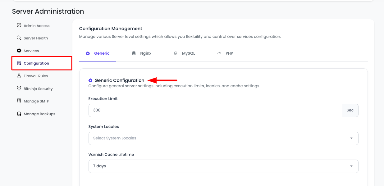 Server Settings Step 1