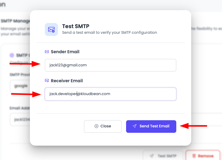 Server Test SMTP Step 2