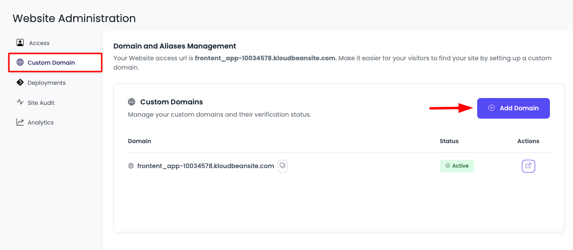 Custom Domain Settings