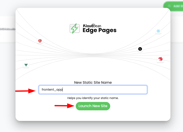 Add Static Site Name