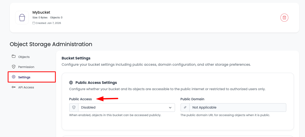 Public Access Settings