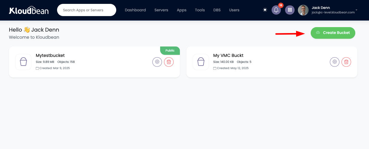 Create Bucket Button