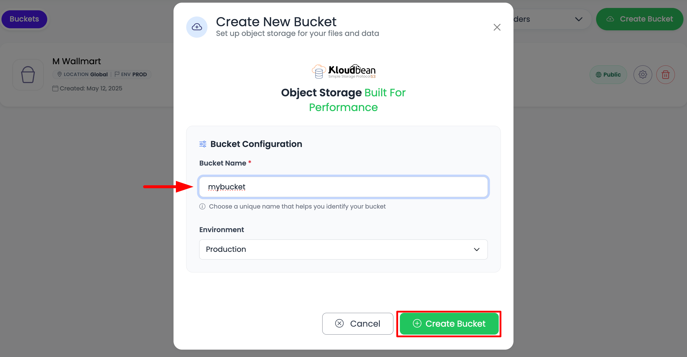 Enter Bucket Name