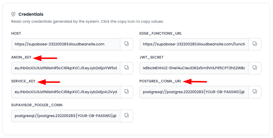 Supabase Config Creds