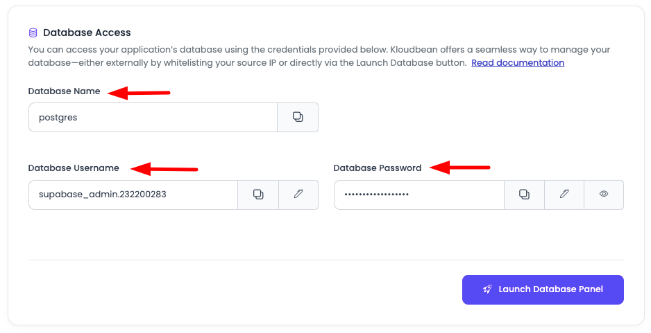 Supabase DB Access Creds