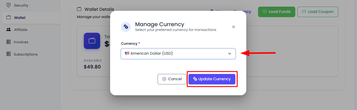 Update Currency Step 2
