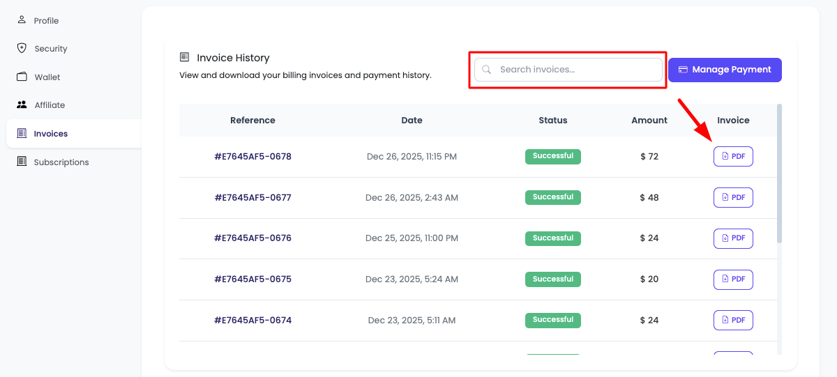 View Invoices Overview