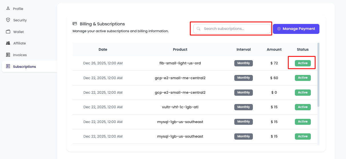 View Subscriptions Overview