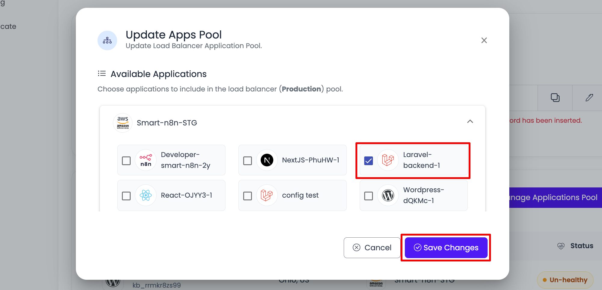 VLB Manage Pool Step 3