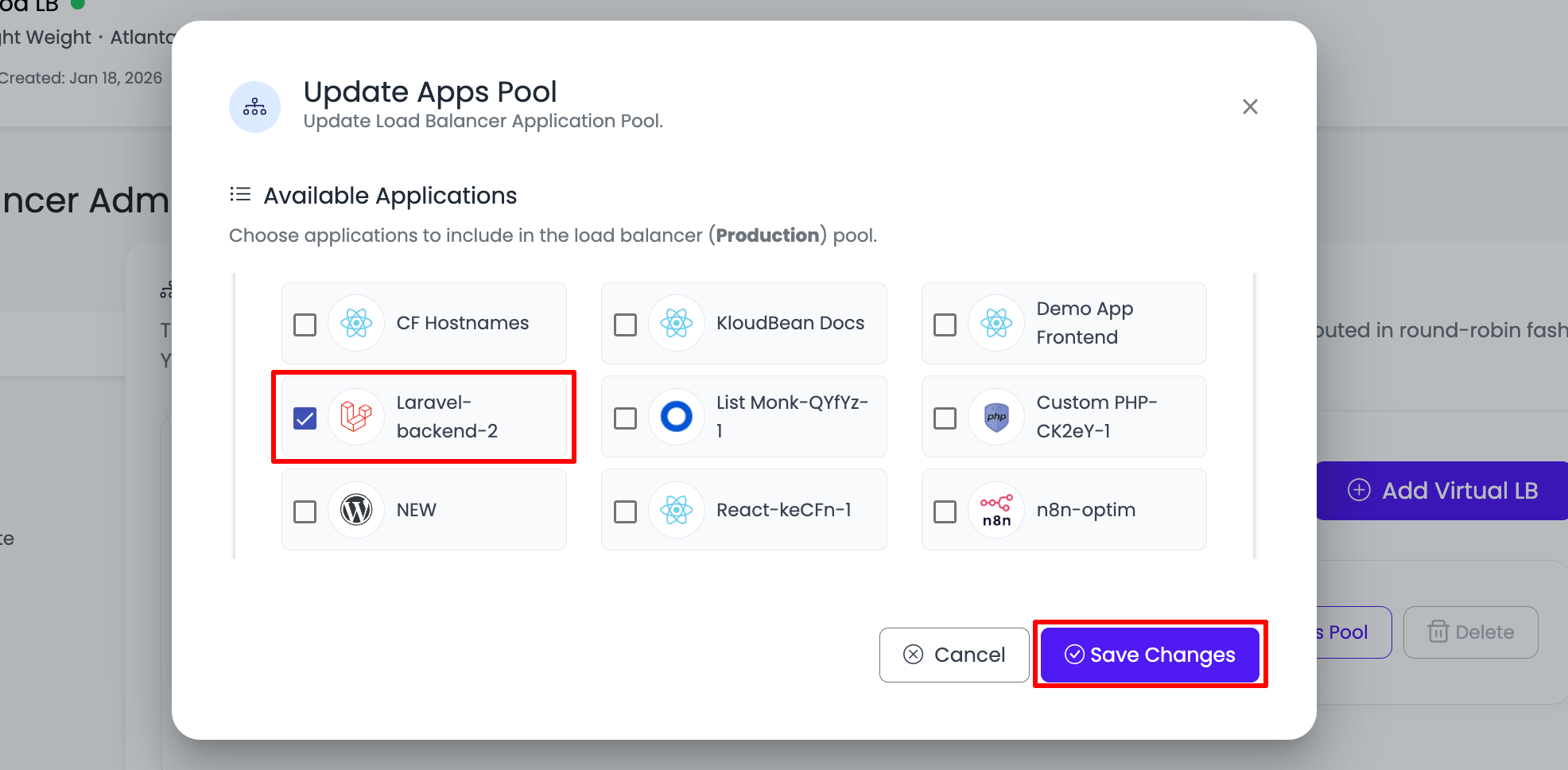 VLB Manage Pool Step 4